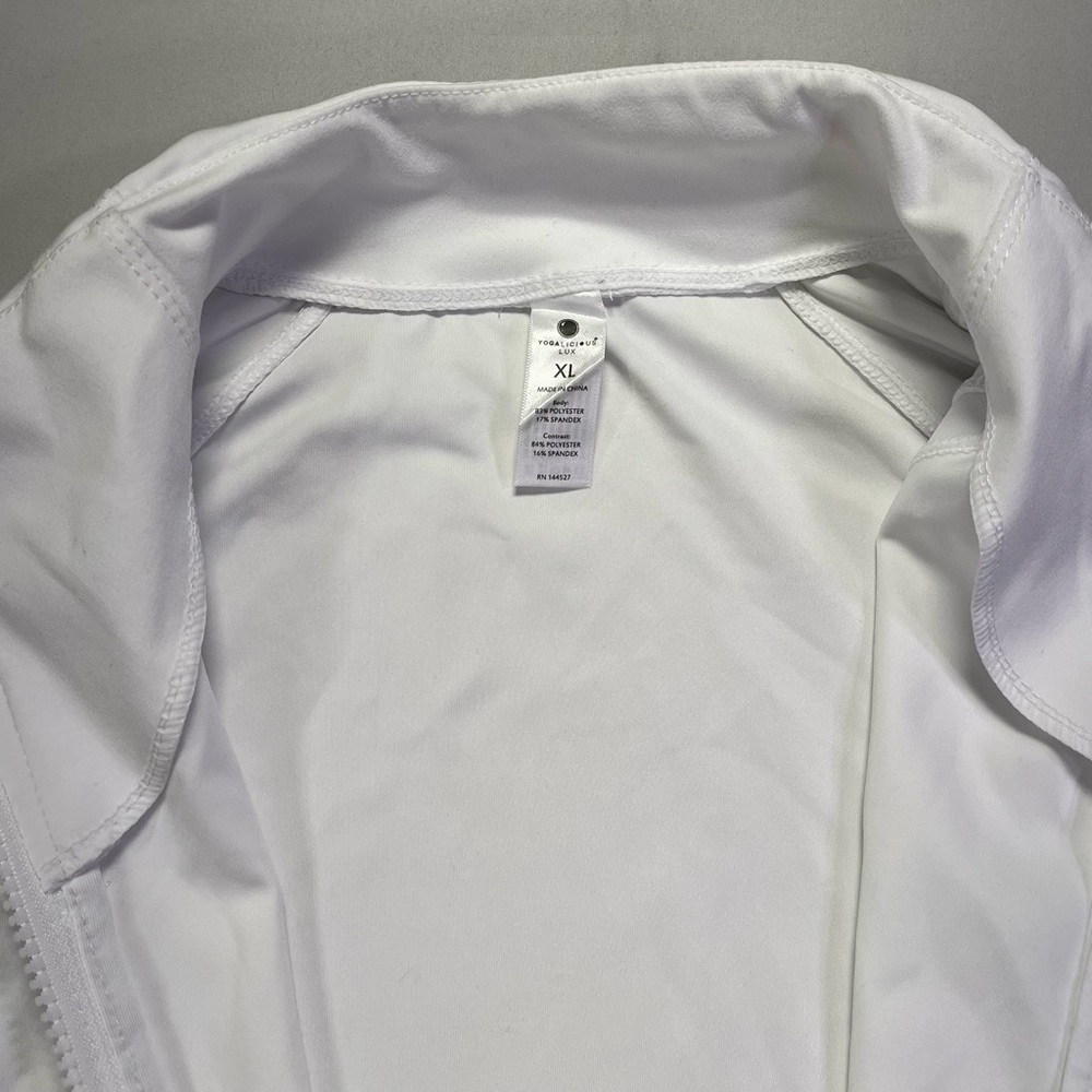 Yogalicious Women’s Zip Up Slim Fit White Jacket Thumbholes - XL - Picture 3 of 7